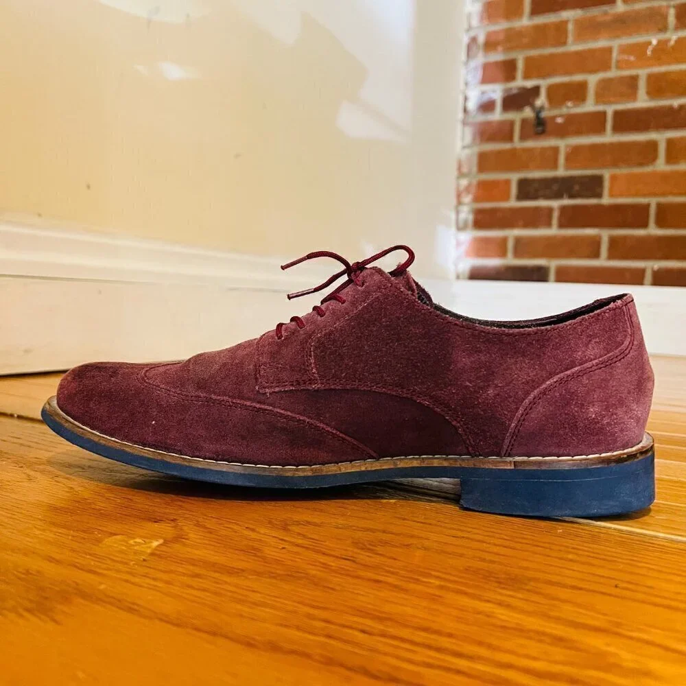 Cole Haan Men's Burgundy Suede Oxford Lace Up Dress Shoes Size 9.5